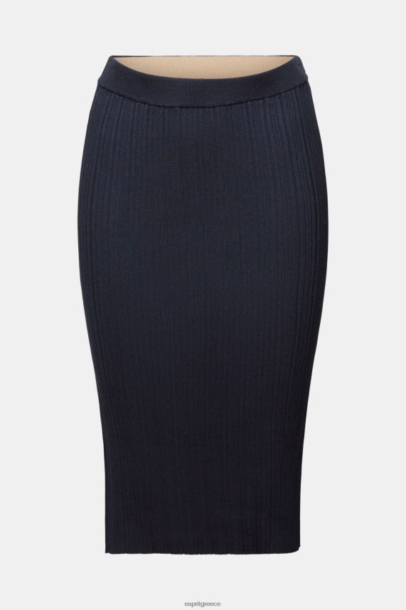 γυναίκες Esprit μπλε βενζίνης μίντι πλεκτή φούστα με ραβδώσεις φούστες 0J044P21