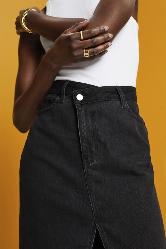 γυναίκες Esprit μαύρο μέτριο πλύσιμο midi φούστα με ασύμμετρη ζώνη φούστες 0J044P208