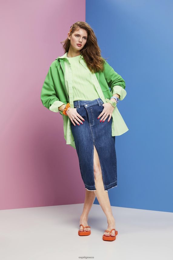 γυναίκες Esprit μπλε σκούρο πλύσιμο midi φούστα με ασύμμετρη ζώνη φούστες 0J044P209