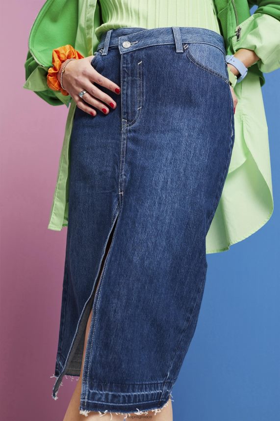 γυναίκες Esprit μπλε σκούρο πλύσιμο midi φούστα με ασύμμετρη ζώνη φούστες 0J044P209