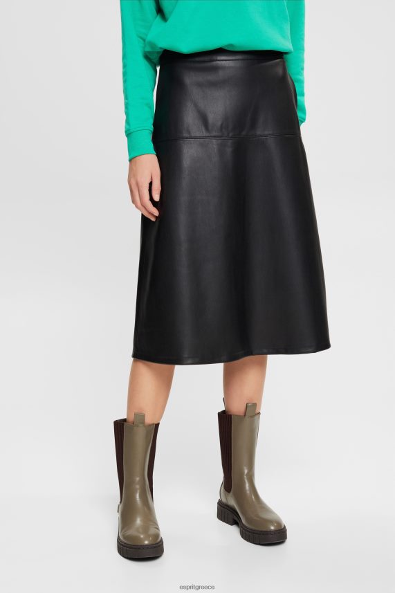 γυναίκες Esprit μαύρος midi φούστα με καμπύλες από συνθετικό δέρμα φούστες 0J044P405
