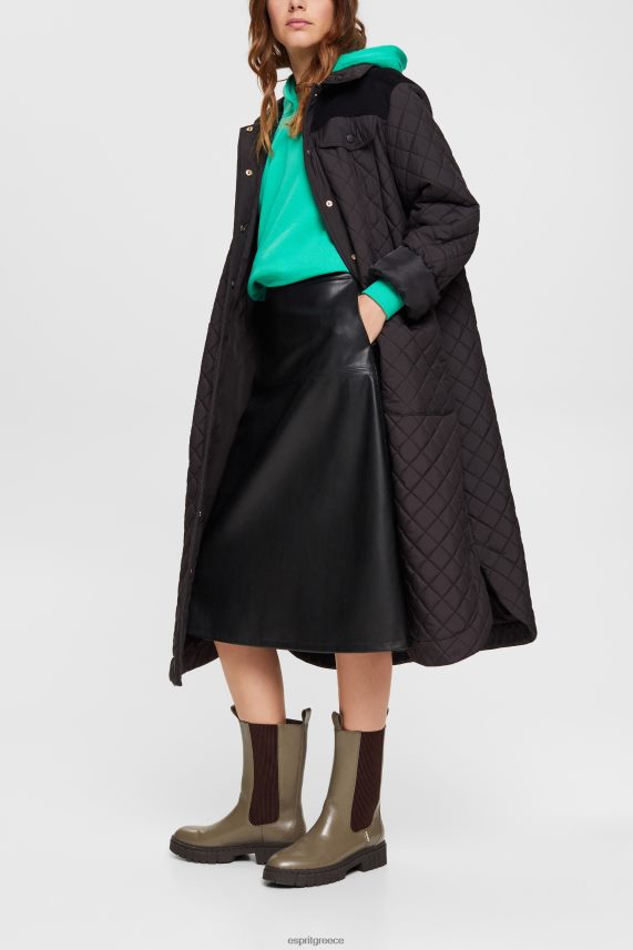 γυναίκες Esprit μαύρος midi φούστα με καμπύλες από συνθετικό δέρμα φούστες 0J044P405