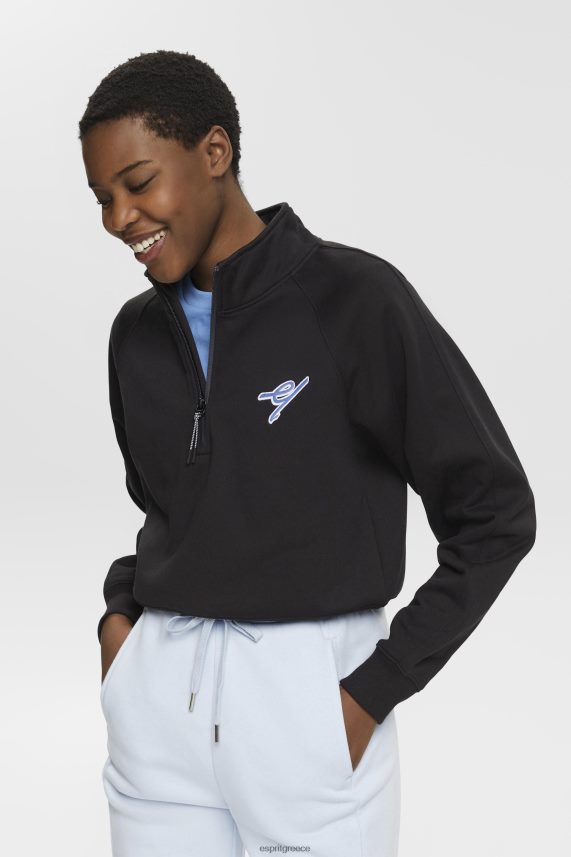 γυναίκες Esprit μαύρος φούτερ με μισό φερμουάρ φούτερ & φούτερ 0J044P158