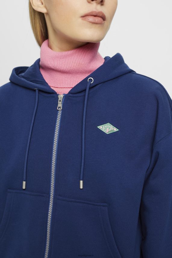 γυναίκες Esprit μελάνι κομμένο φούτερ με φερμουάρ με τύπωμα λογότυπου στην πλάτη φούτερ & φούτερ 0J044P165