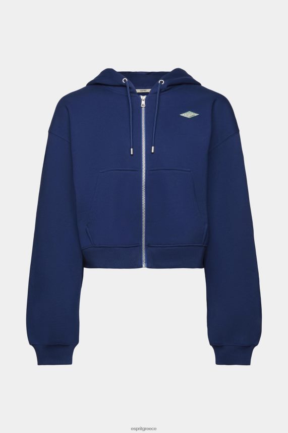 γυναίκες Esprit μελάνι κομμένο φούτερ με φερμουάρ με τύπωμα λογότυπου στην πλάτη φούτερ & φούτερ 0J044P165