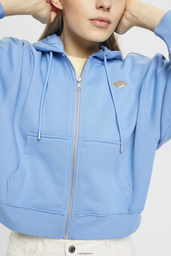 γυναίκες Esprit γαλάζιο λεβάντα κομμένο φούτερ με φερμουάρ με τύπωμα λογότυπου στην πλάτη φούτερ & φούτερ 0J044P166