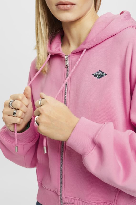 γυναίκες Esprit ροζ κομμένο φούτερ με φερμουάρ με τύπωμα λογότυπου στην πλάτη φούτερ & φούτερ 0J044P167