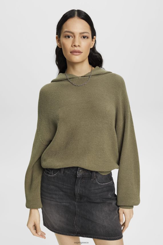 γυναίκες Esprit ελαφρύ χακί πλεκτή κουκούλα φούτερ & φούτερ 0J044P244