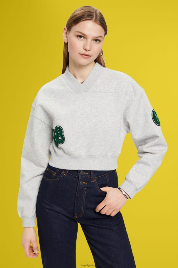 γυναίκες Esprit ανοιχτό γκρι cropped φούτερ patch varsity φούτερ & φούτερ 0J044P418
