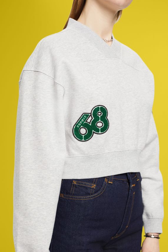 γυναίκες Esprit ανοιχτό γκρι cropped φούτερ patch varsity φούτερ & φούτερ 0J044P418
