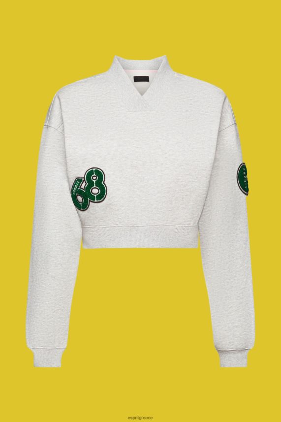 γυναίκες Esprit ανοιχτό γκρι cropped φούτερ patch varsity φούτερ & φούτερ 0J044P418