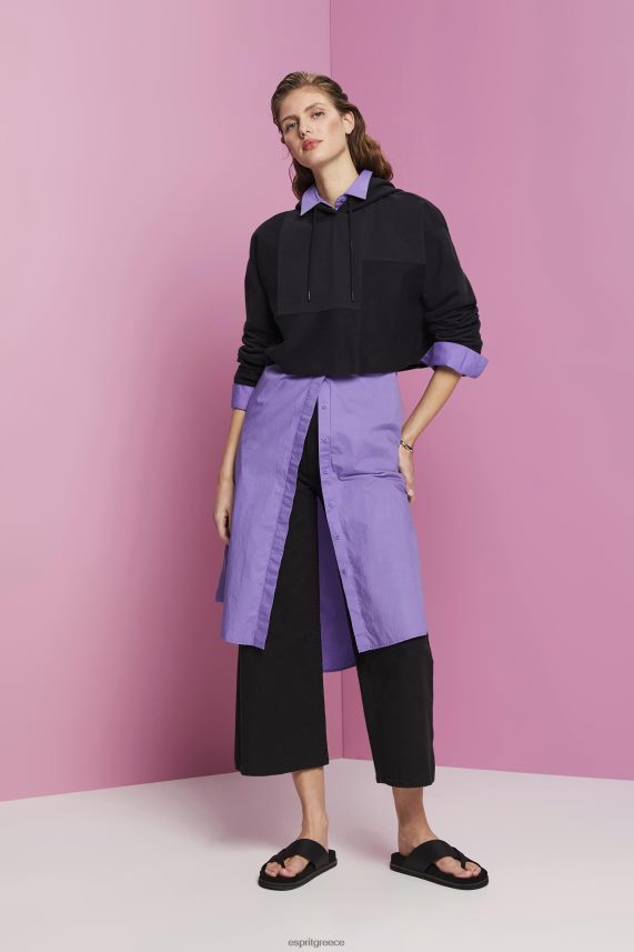 γυναίκες Esprit μαύρος cropped patchwork hoodie φούτερ & φούτερ 0J044P288