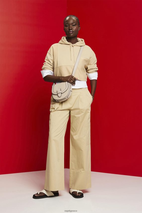 γυναίκες Esprit άμμος cropped patchwork hoodie φούτερ & φούτερ 0J044P289