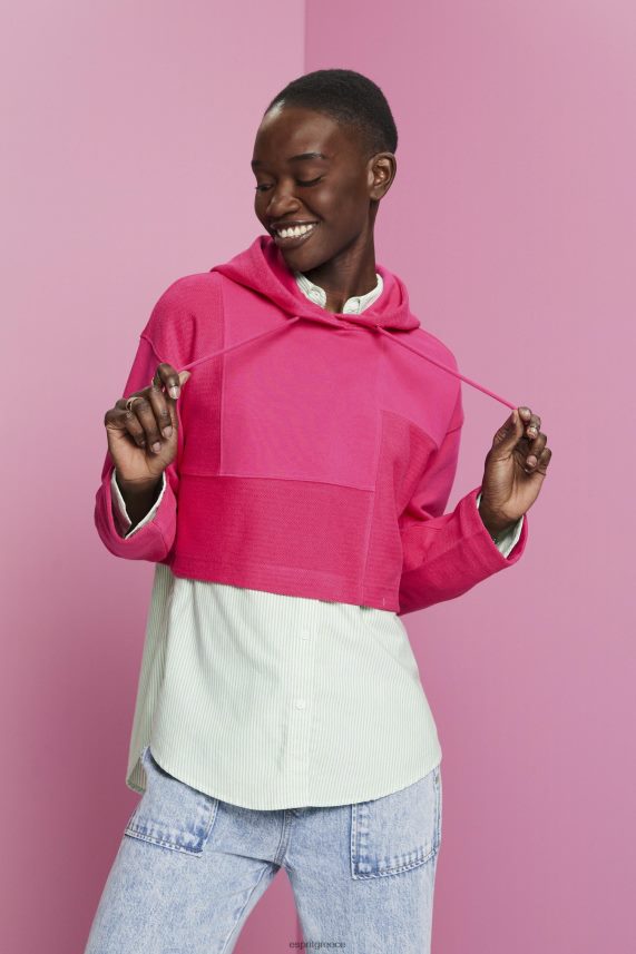 γυναίκες Esprit ροζ φούξια cropped patchwork hoodie φούτερ & φούτερ 0J044P290