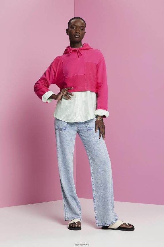γυναίκες Esprit ροζ φούξια cropped patchwork hoodie φούτερ & φούτερ 0J044P290
