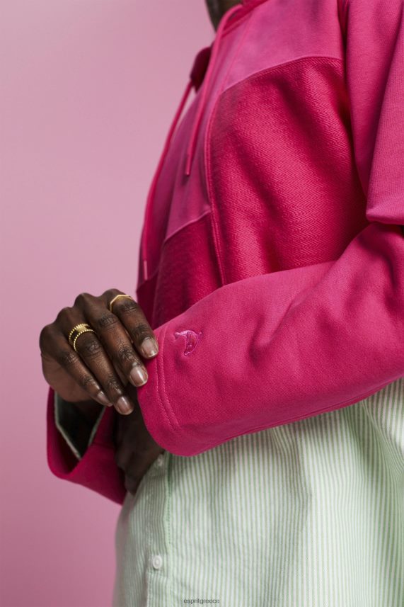 γυναίκες Esprit ροζ φούξια cropped patchwork hoodie φούτερ & φούτερ 0J044P290