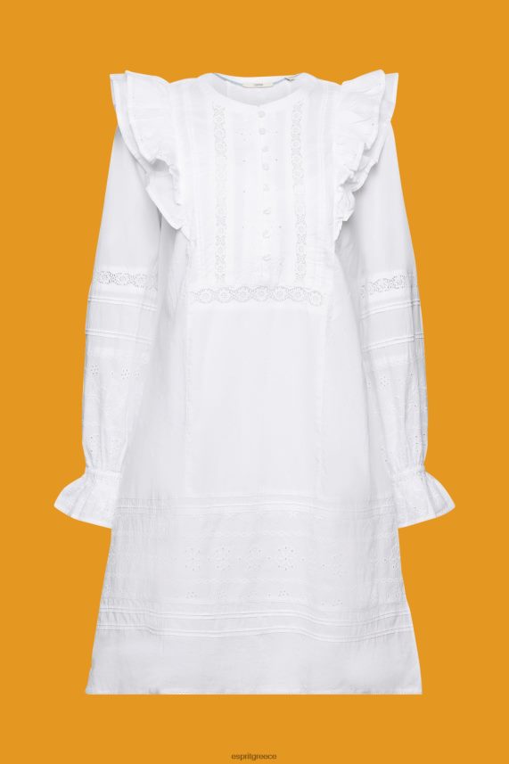 γυναίκες Esprit άσπρο Βαμβακερό φόρεμα με δαντέλα μέχρι το γόνατο φορέματα 0J044P111