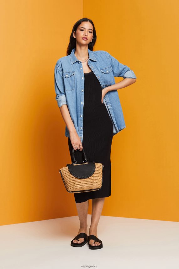 γυναίκες Esprit μαύρος Πλεκτό φόρεμα, λινό μείγμα φορέματα 0J044P113