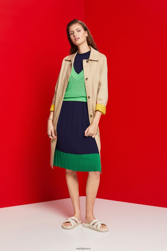 γυναίκες Esprit σκούρο μπλε μάξι φόρεμα πλισέ και αμάνικο με λαιμόκοψη φορέματα 0J044P123