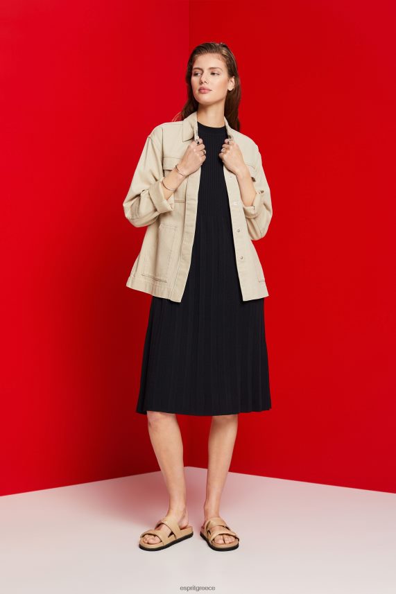 γυναίκες Esprit μαύρος μάξι φόρεμα πλισέ και αμάνικο με λαιμόκοψη φορέματα 0J044P124