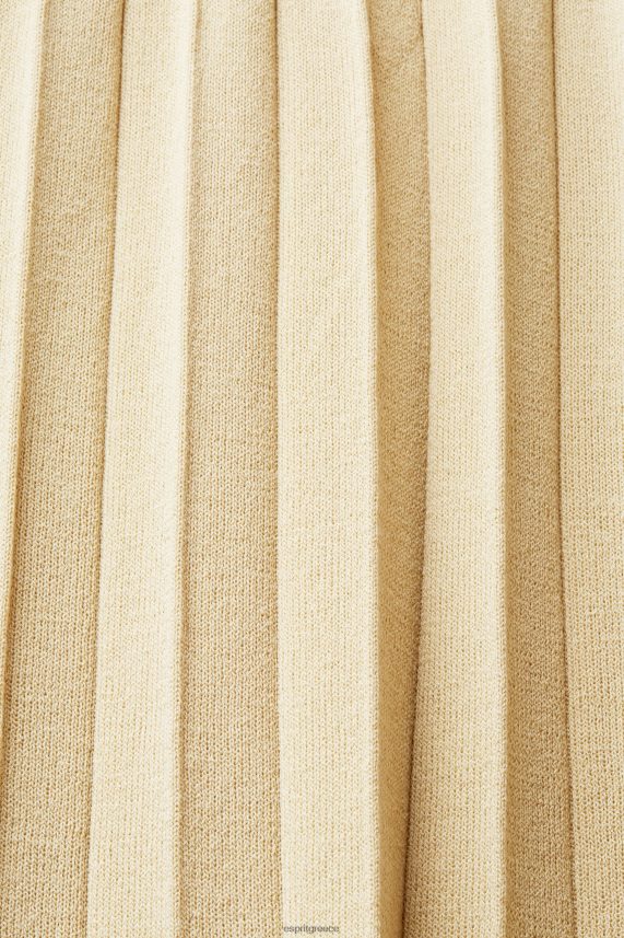 γυναίκες Esprit ανοιχτό μπεζ μάξι φόρεμα πλισέ και αμάνικο με λαιμόκοψη φορέματα 0J044P125