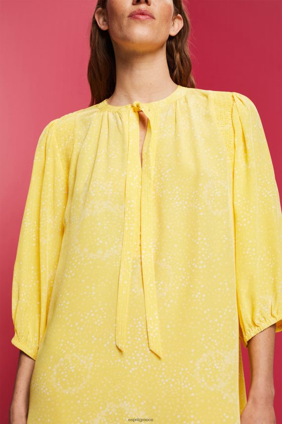 γυναίκες Esprit Ανοιχτό κίτρινο Μίνι φόρεμα με σχέδια με παπιγιόν φορέματα 0J044P128