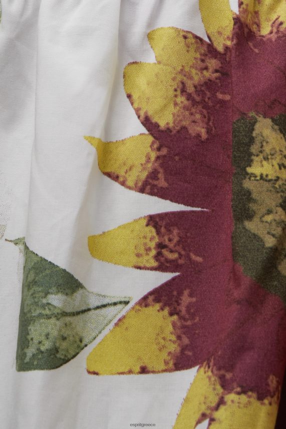 γυναίκες Esprit άσπρο Μίνι φόρεμα ποπλίνα με μοτίβο εκτός ώμου φορέματα 0J044P178