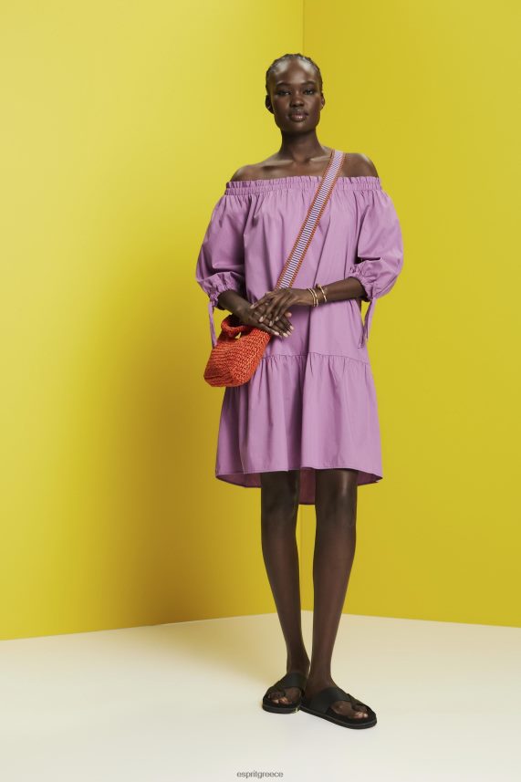 γυναίκες Esprit βιολέτα Μίνι φόρεμα από ποπλίνα εκτός ώμου φορέματα 0J044P180