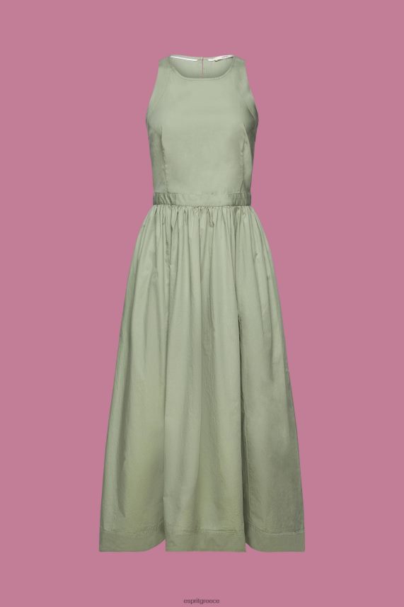 γυναίκες Esprit ωχρό χακί βαμβακερό μίντι φόρεμα φορέματα 0J044P184