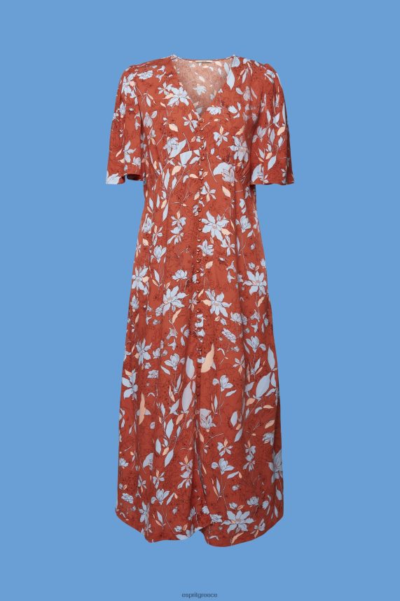 γυναίκες Esprit κοραλλί πορτοκάλι μίντι φόρεμα με μοτίβο παντού φορέματα 0J044P188