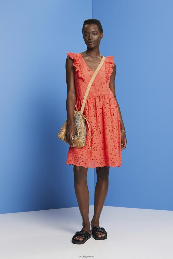 γυναίκες Esprit κοραλλί πορτοκάλι βαμβακερό δαντελένιο φόρεμα φορέματα 0J044P192