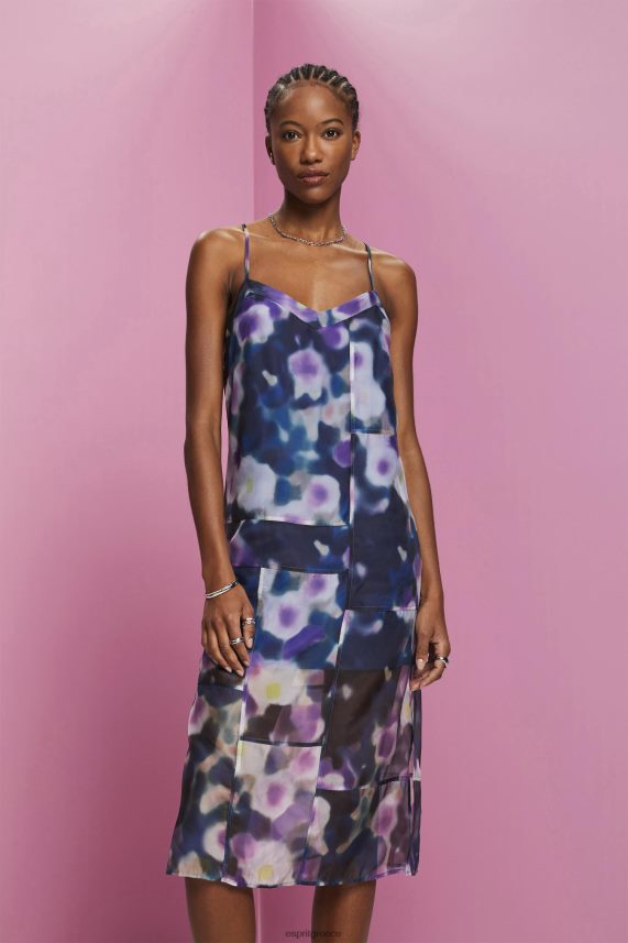 γυναίκες Esprit μπλε λεβάντα Μίντι φόρεμα από οργάντζα με σχέδια φορέματα 0J044P196