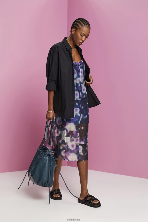 γυναίκες Esprit μπλε λεβάντα Μίντι φόρεμα από οργάντζα με σχέδια φορέματα 0J044P196