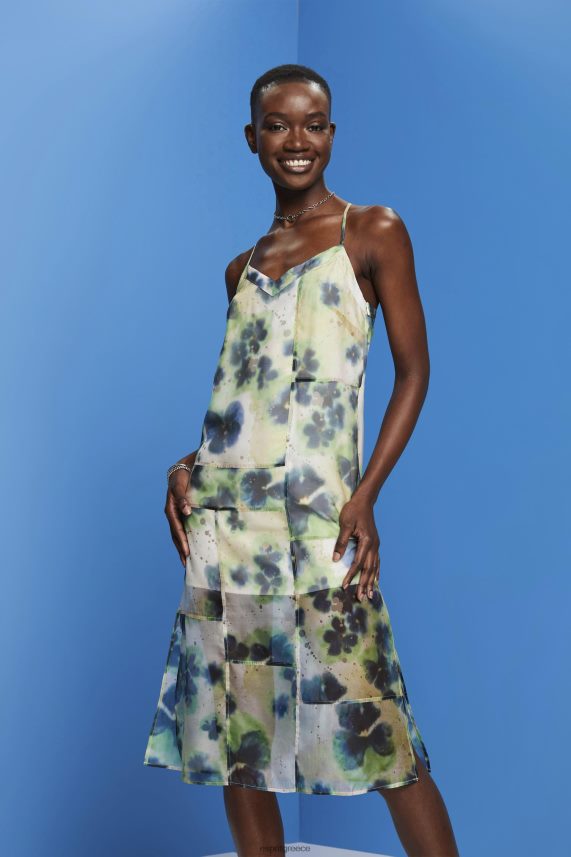 γυναίκες Esprit κίτρινος Μίντι φόρεμα από οργάντζα με σχέδια φορέματα 0J044P197