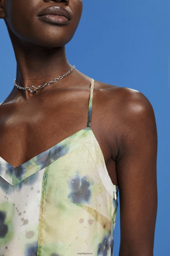 γυναίκες Esprit κίτρινος Μίντι φόρεμα από οργάντζα με σχέδια φορέματα 0J044P197