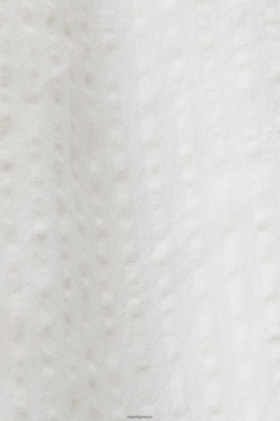 γυναίκες Esprit άσπρο μίντι πουκάμισο φόρεμα με ζώνη γραβάτα, βαμβακερό μείγμα φορέματα 0J044P235