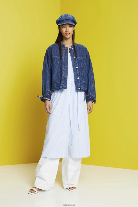 γυναίκες Esprit γαλάζιο μίντι πουκάμισο φόρεμα με ζώνη γραβάτα, βαμβακερό μείγμα φορέματα 0J044P236