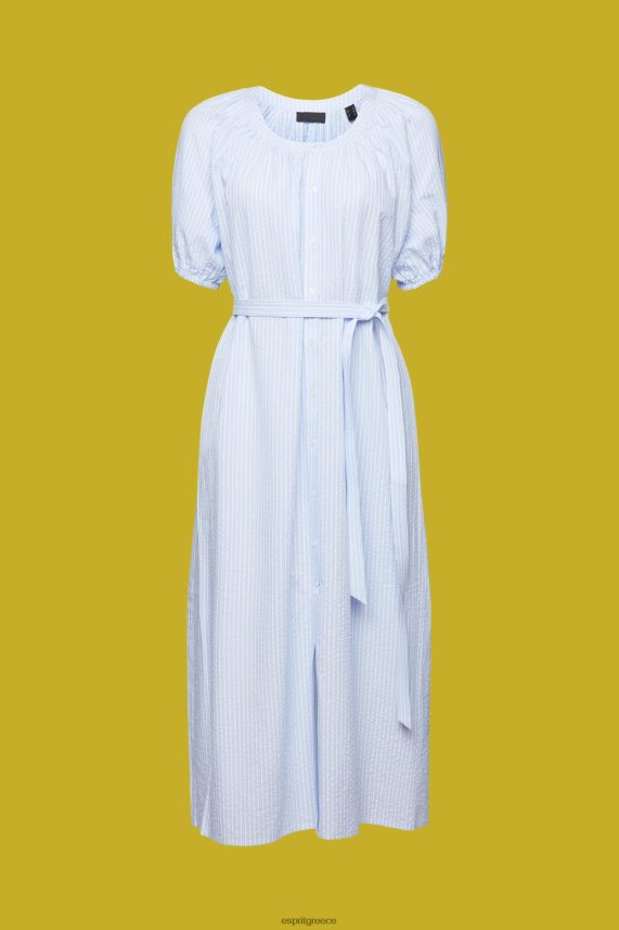 γυναίκες Esprit γαλάζιο μίντι πουκάμισο φόρεμα με ζώνη γραβάτα, βαμβακερό μείγμα φορέματα 0J044P236