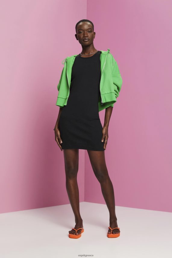 γυναίκες Esprit μαύρος φόρεμα ζέρσεϊ με ραβδώσεις φορέματα 0J044P285