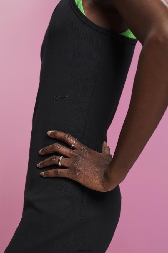 γυναίκες Esprit μαύρος φόρεμα ζέρσεϊ με ραβδώσεις φορέματα 0J044P285