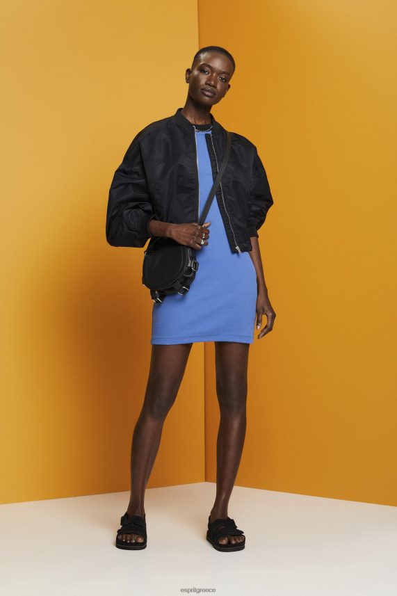 γυναίκες Esprit γκρι μπλε φόρεμα ζέρσεϊ με ραβδώσεις φορέματα 0J044P287