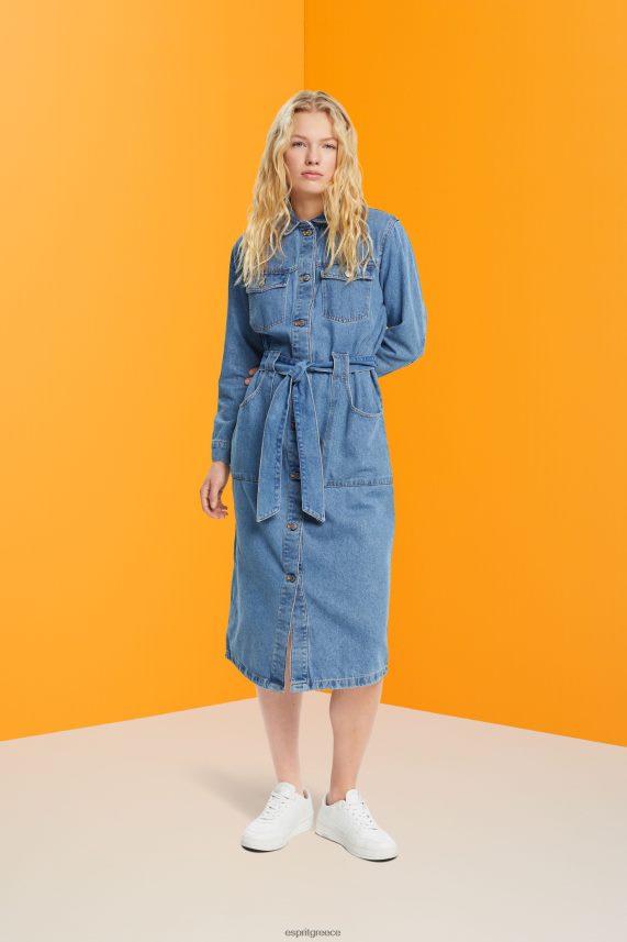 γυναίκες Esprit πλύσιμο με μπλε φως τζιν φόρεμα με ζώνη γραβάτα φορέματα 0J044P394