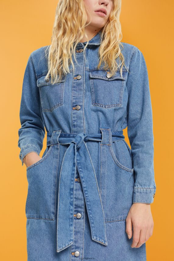 γυναίκες Esprit πλύσιμο με μπλε φως τζιν φόρεμα με ζώνη γραβάτα φορέματα 0J044P394