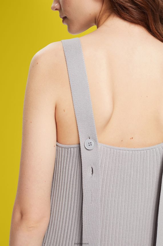 γυναίκες Esprit μέτριο γκρι φόρεμα με λουράκι με πλισέ φορέματα 0J044P490