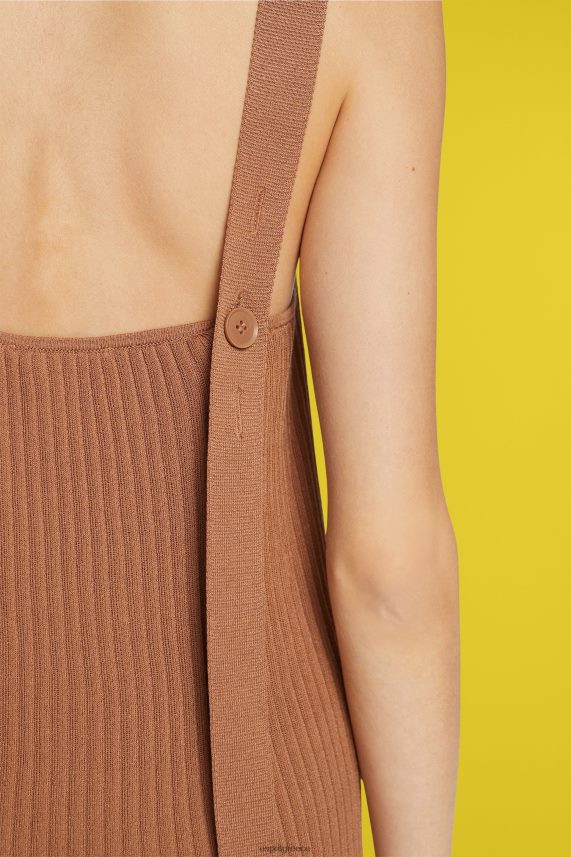 γυναίκες Esprit καφέ φόρεμα με λουράκι με πλισέ φορέματα 0J044P491