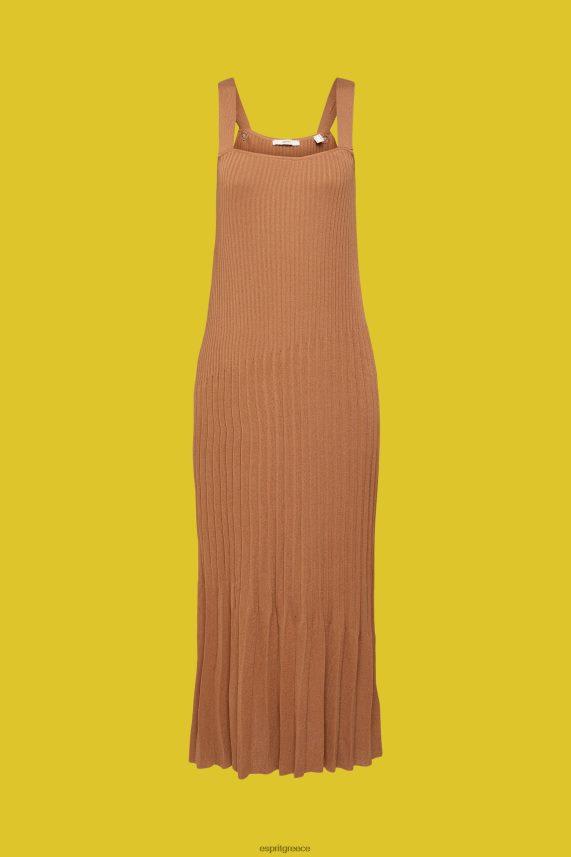 γυναίκες Esprit καφέ φόρεμα με λουράκι με πλισέ φορέματα 0J044P491