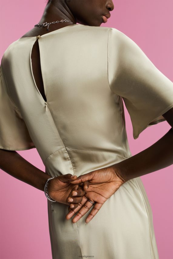 γυναίκες Esprit σκονισμένο πράσινο σατέν μίντι φόρεμα φορέματα 0J044P55