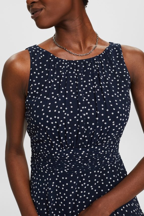 γυναίκες Esprit ΠΟΛΕΜΙΚΟ ΝΑΥΤΙΚΟ ανακυκλωμένο: φόρεμα σιφόν με μαζεμένη μέση φορέματα 0J044P67