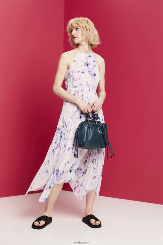 γυναίκες Esprit άσπρο μίντι φόρεμα πλισέ σιφόν φορέματα 0J044P94