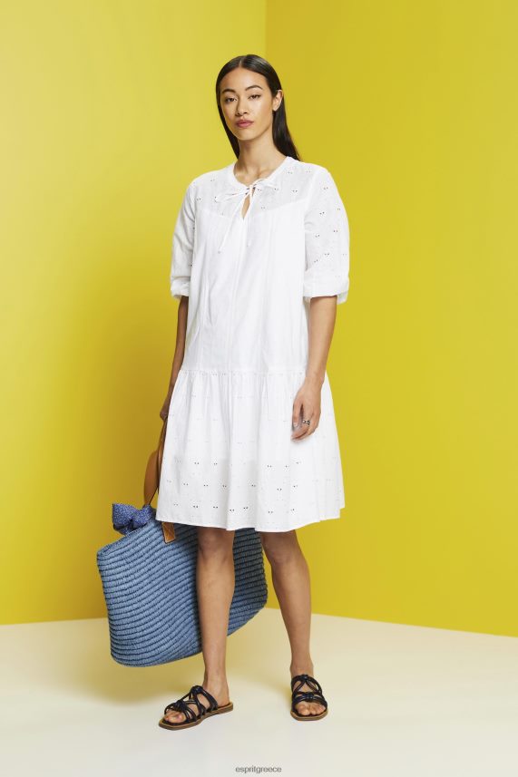 γυναίκες Esprit άσπρο Κεντητό φόρεμα, 100% βαμβάκι φορέματα 0J044P186